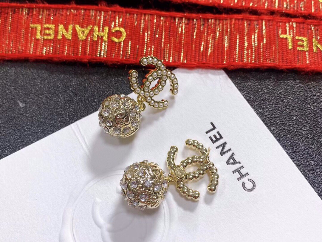 Ch**el Double C Earrings Gold For Women