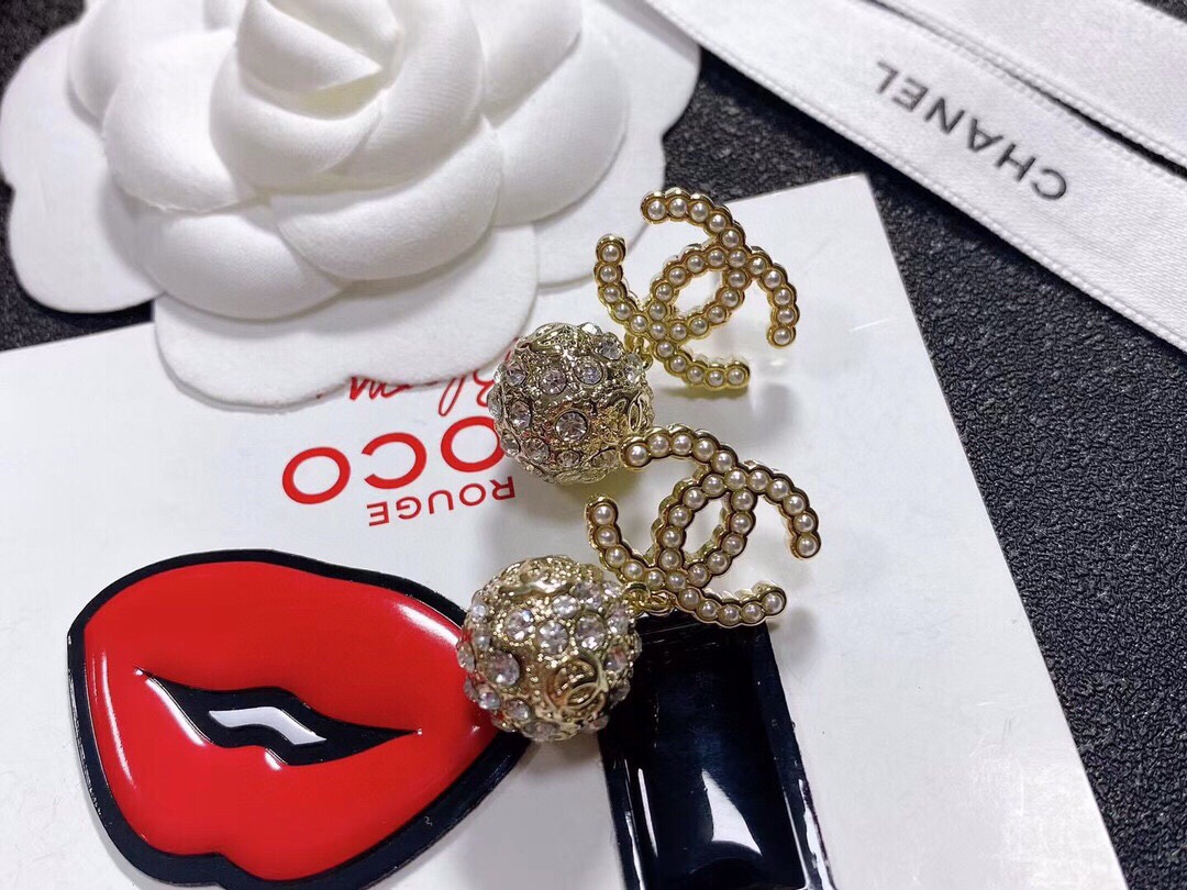 Ch**el Double C Earrings Gold For Women