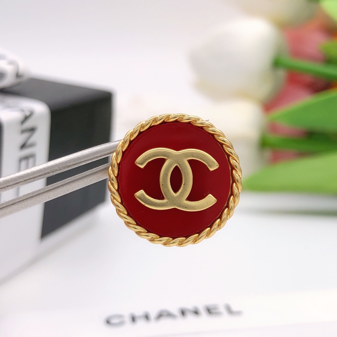 Ch**el Double C Round Earrings Red For Women