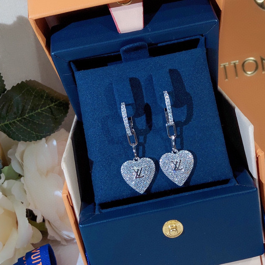 L0vis Vvtt0n Engraving LV Signature Twinkle Earrings Silver Tone For Women
