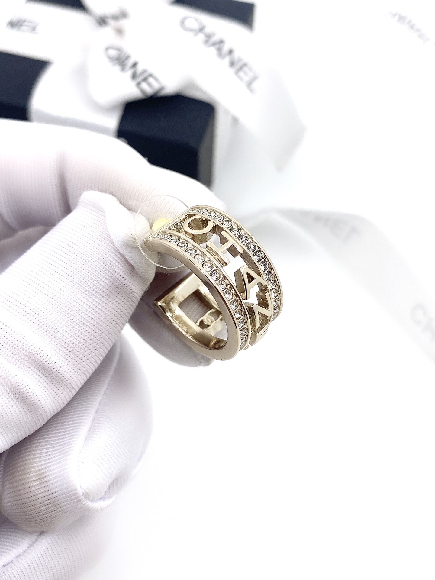Ch**el Engraving The Letter C-H-A-N-E-L Earrings Gold Tone For Women