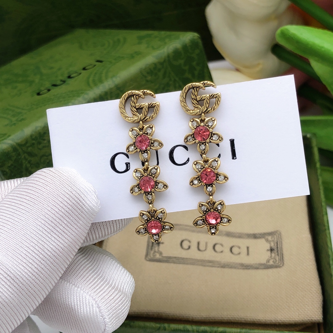 Gvc*1 Flower Stud Earrings Pink For Women