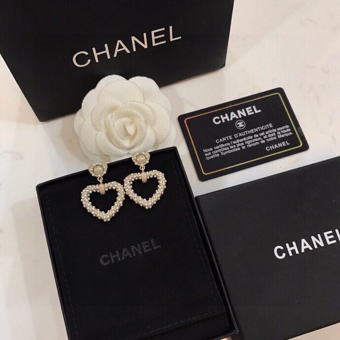 Ch**el Heart Earrings Gold For Women