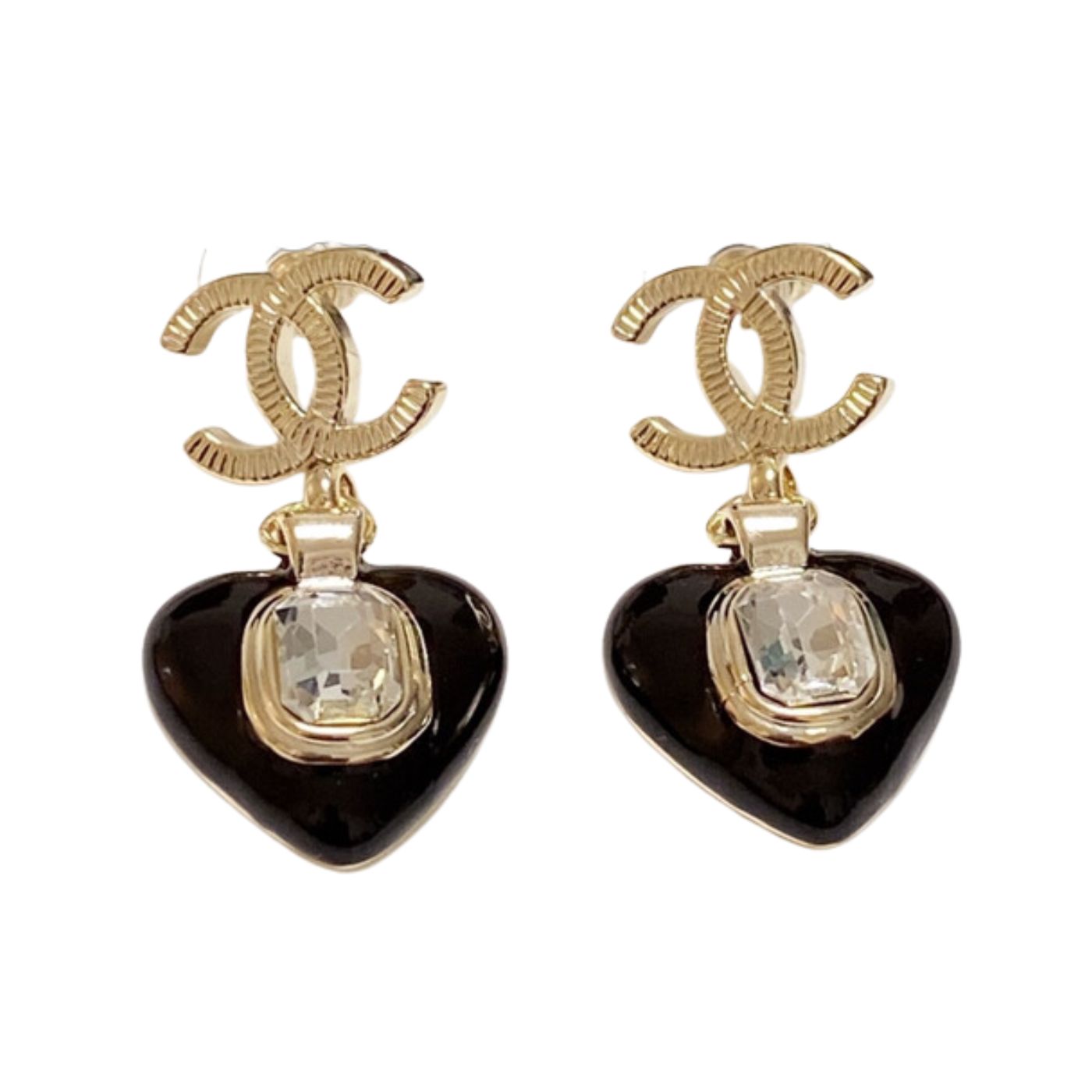 Ch**el Heart Earrings Black For Women