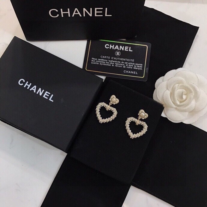Ch**el Heart Earrings Gold For Women