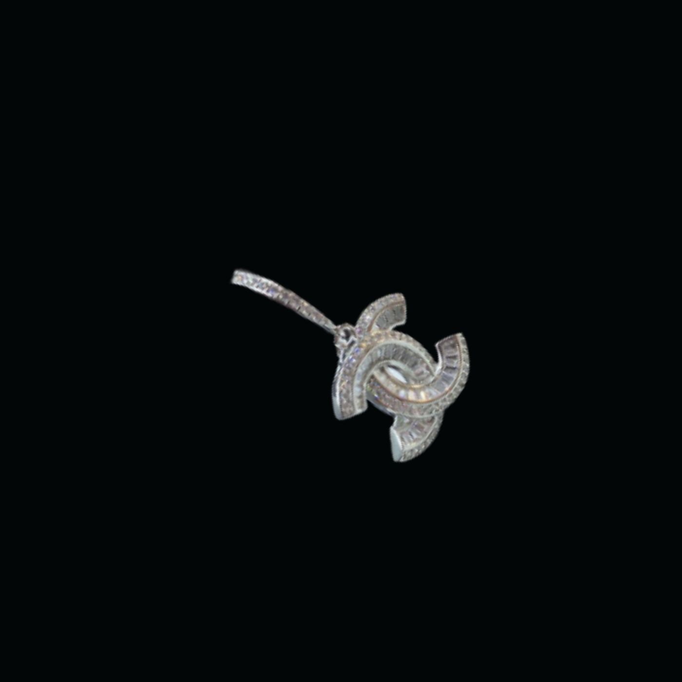 Ch**el Interlocking Douple C Earrings Silver Tone For Women