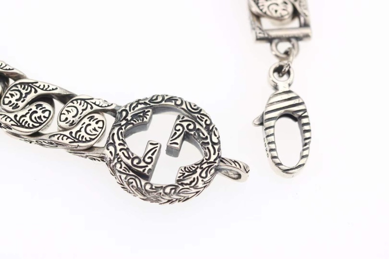 Gvc*1 Interlocking G Chain Bracelet Silver Tone For Men 454285 J8400 0811