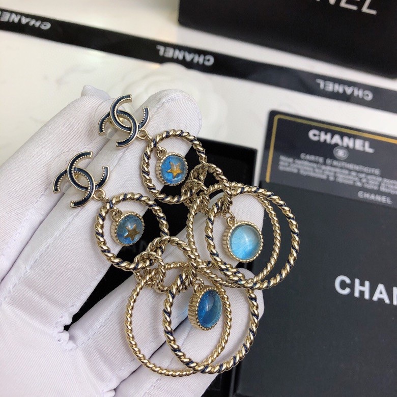 Ch**el Multi Circles Earrings Gold Tone For Women
