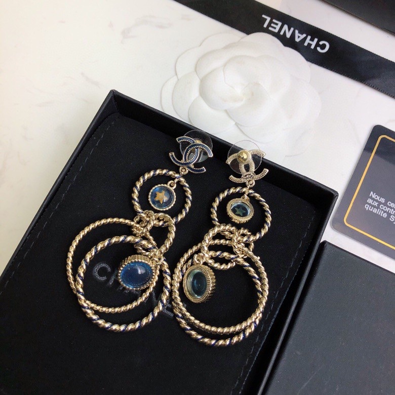 Ch**el Multi Circles Earrings Gold Tone For Women