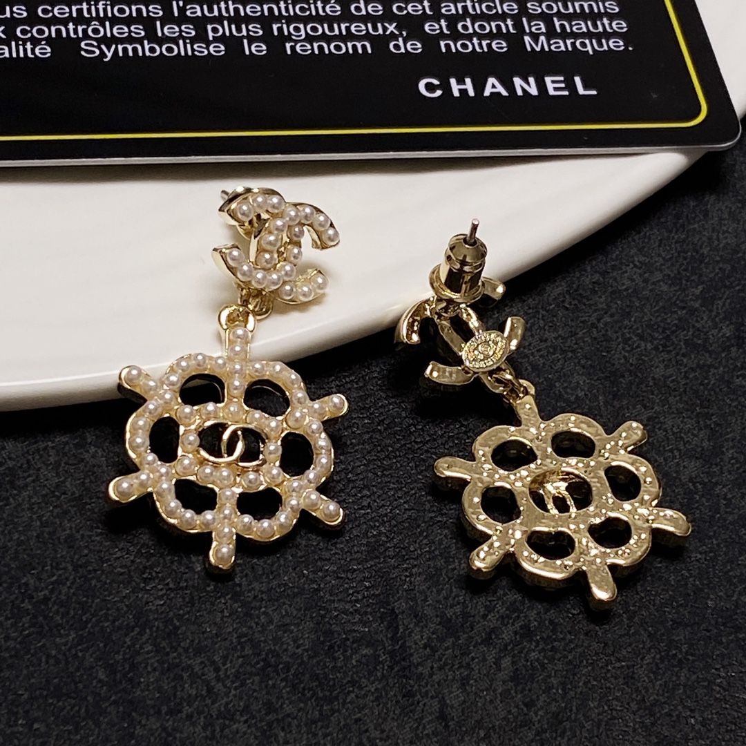 Ch**el Pearl Earrings Gold For Women