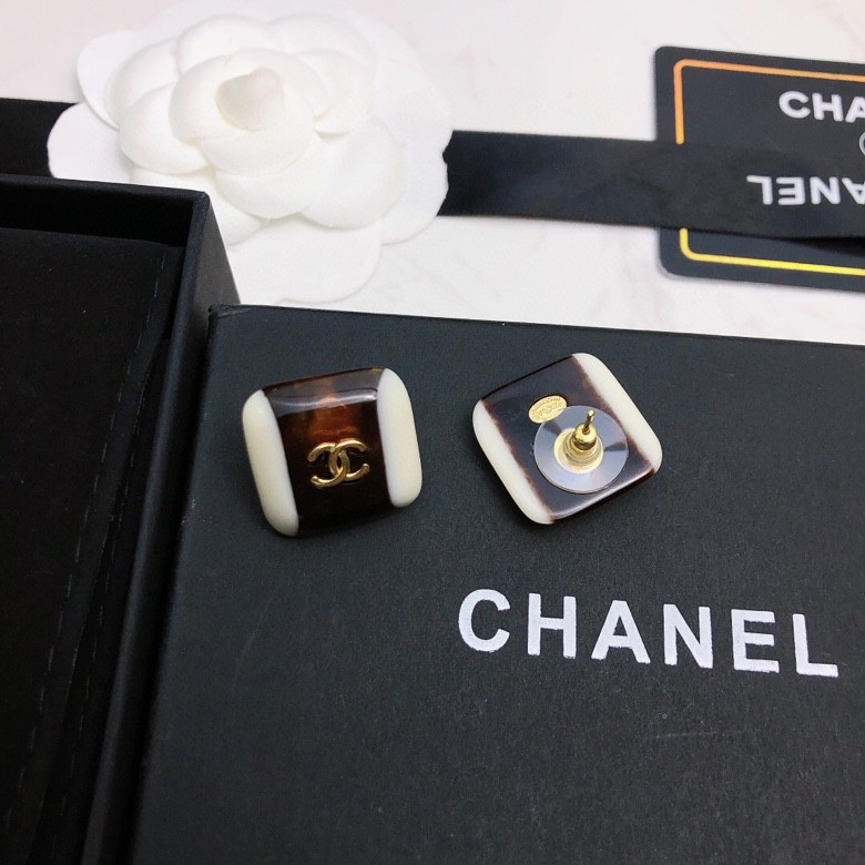 Ch**el Stud Earrings Black For Women