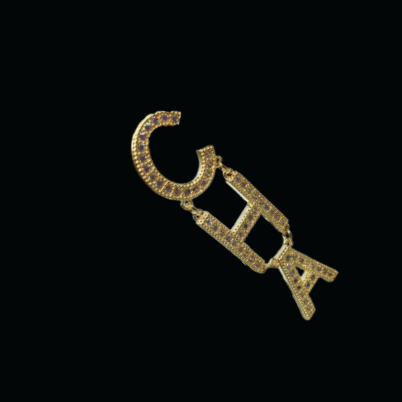 Ch**el The Letter C-H-A N-E-L Frame Earrings Gold Tone For Women