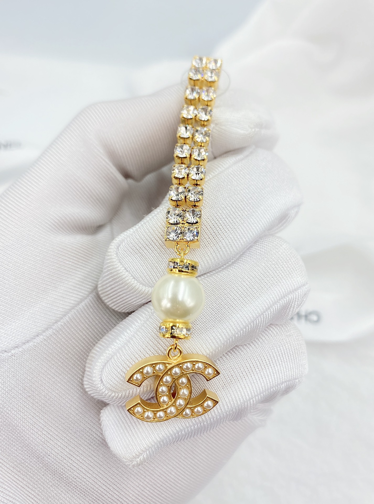 Ch**el Thick Long Earrings Gold Tone For Women
