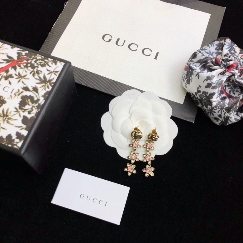Gvc*1 Triple Flower GG Earrings Gold Tone For Women