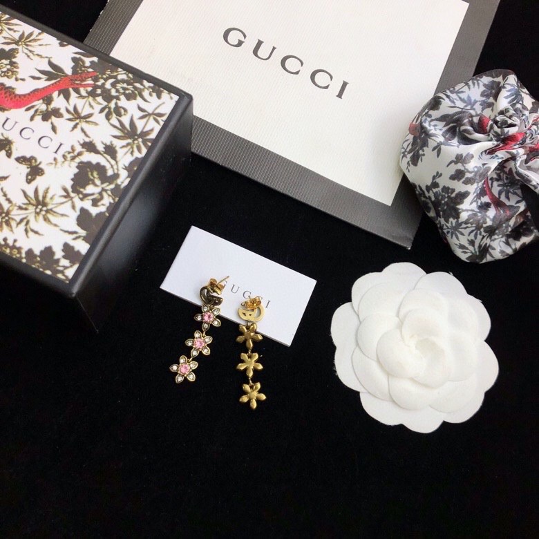 Gvc*1 Triple Flower GG Earrings Gold Tone For Women