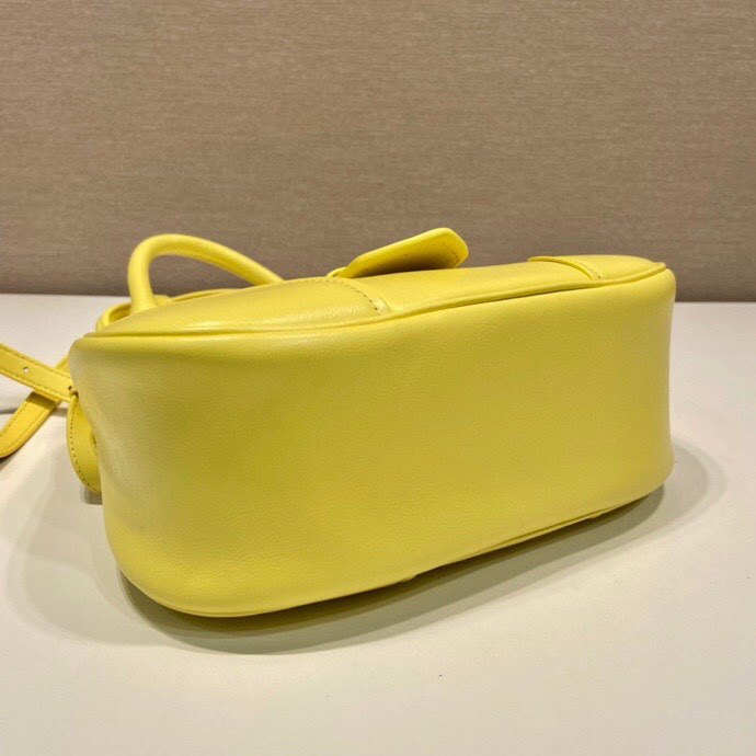 Pra*a Moon Padded Nappa Bag In White/Yellow/Brown For Women 8.8in / 22.5cm 1BA381_2DYI_F0009_V_OOM