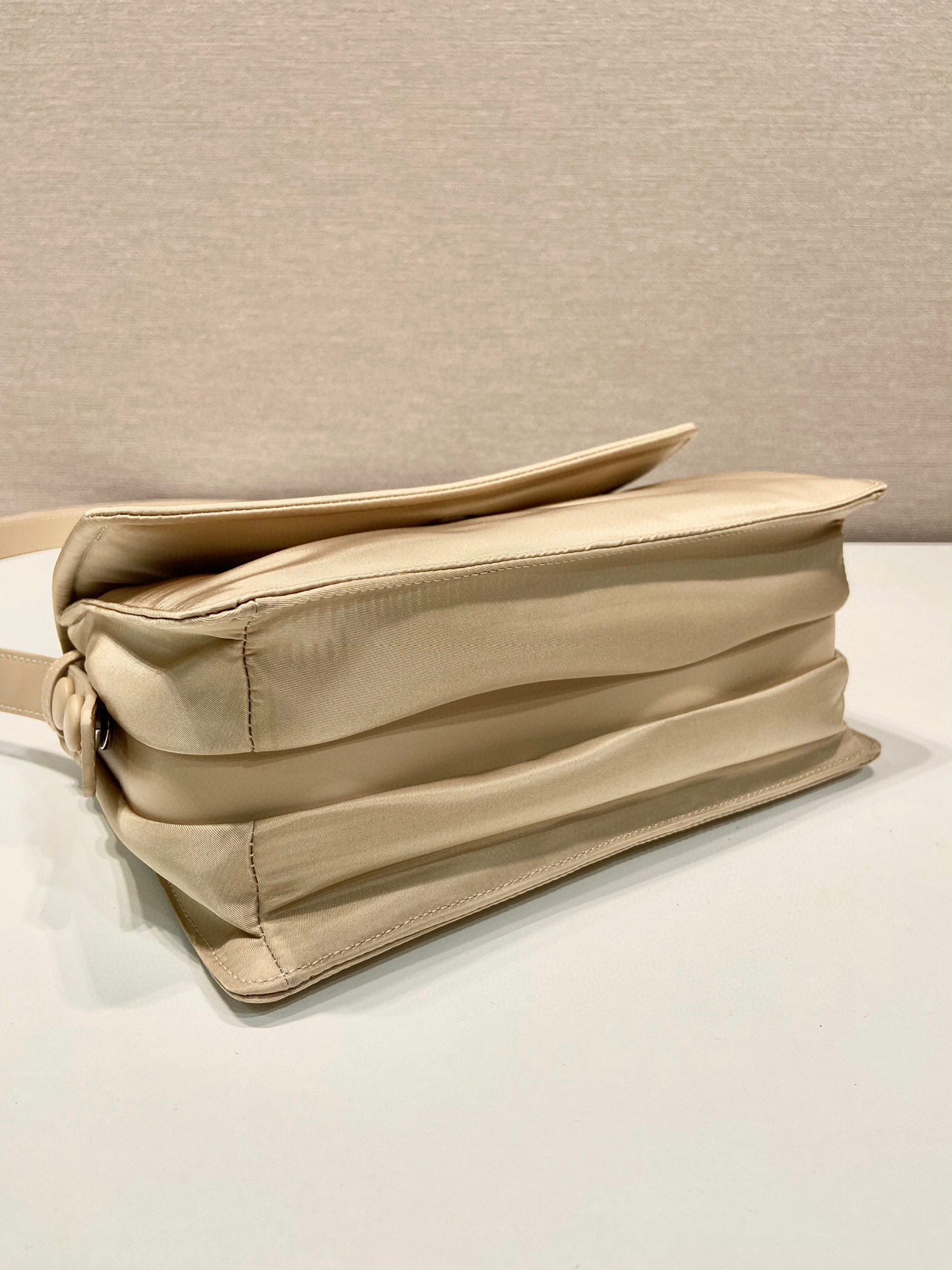 Pra*a Small Padded Shoulder Bag In Beige/Pink For Women 9.1in/ 23cm 1BD313_RDLN_F0F24_V_OOO