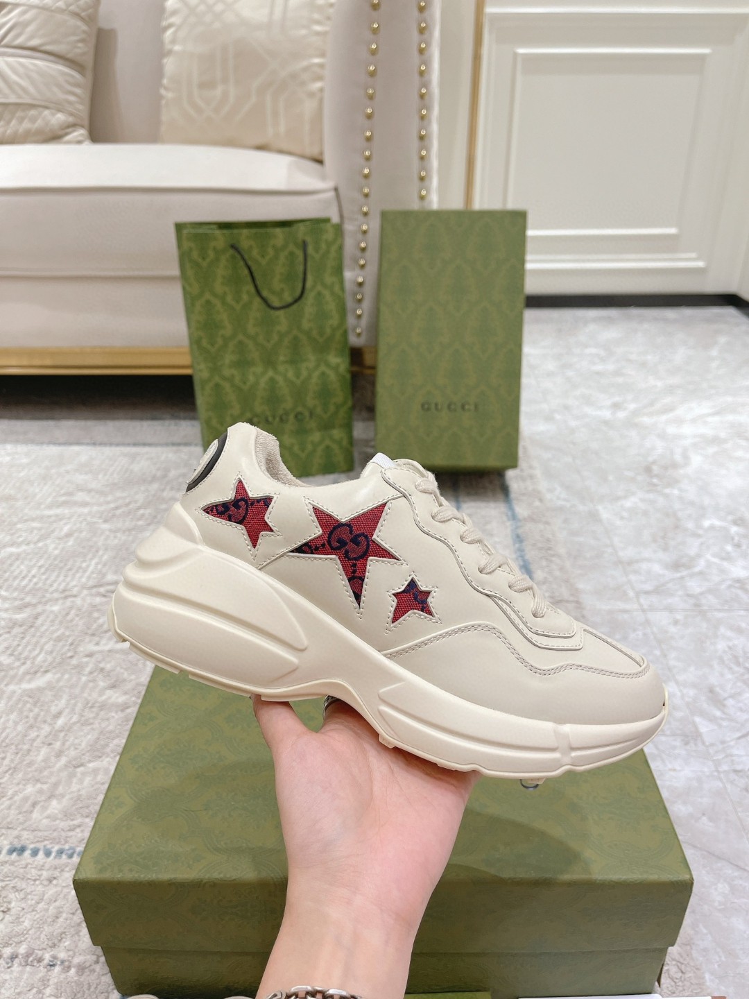 Gvc*1 Rhyton Sneaker With Stars White For Men 664961-2SHC0-9560