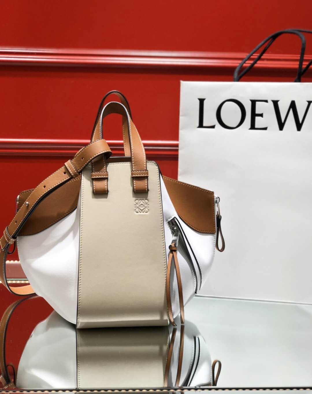 L0ew* Small Hammock Bag Blue/Pink/Beige/White/Brown/Burgundy/Grey For Women 11.8in / 30cm