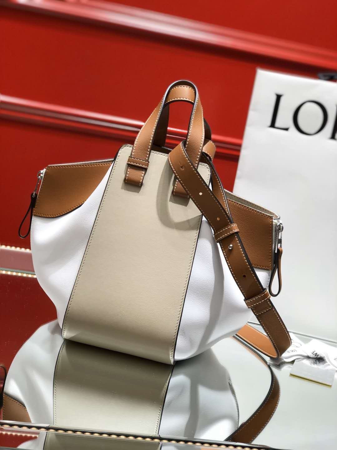 L0ew* Small Hammock Bag Blue/Pink/Beige/White/Brown/Burgundy/Grey For Women 11.8in / 30cm