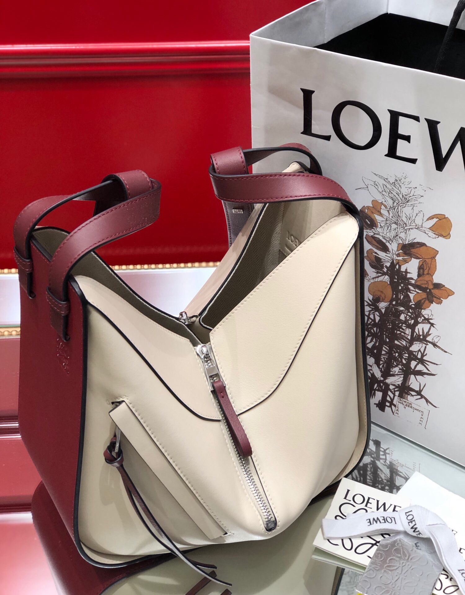L0ew* Small Hammock Bag Blue/Pink/Beige/White/Brown/Burgundy/Grey For Women 11.8in / 30cm