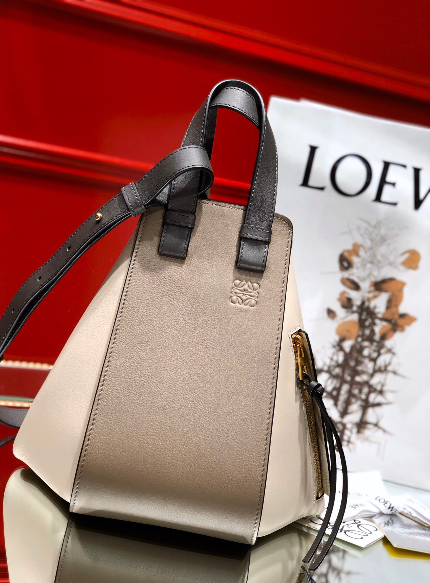 L0ew* Small Hammock Bag Blue/Pink/Beige/White/Brown/Burgundy/Grey For Women 11.8in / 30cm