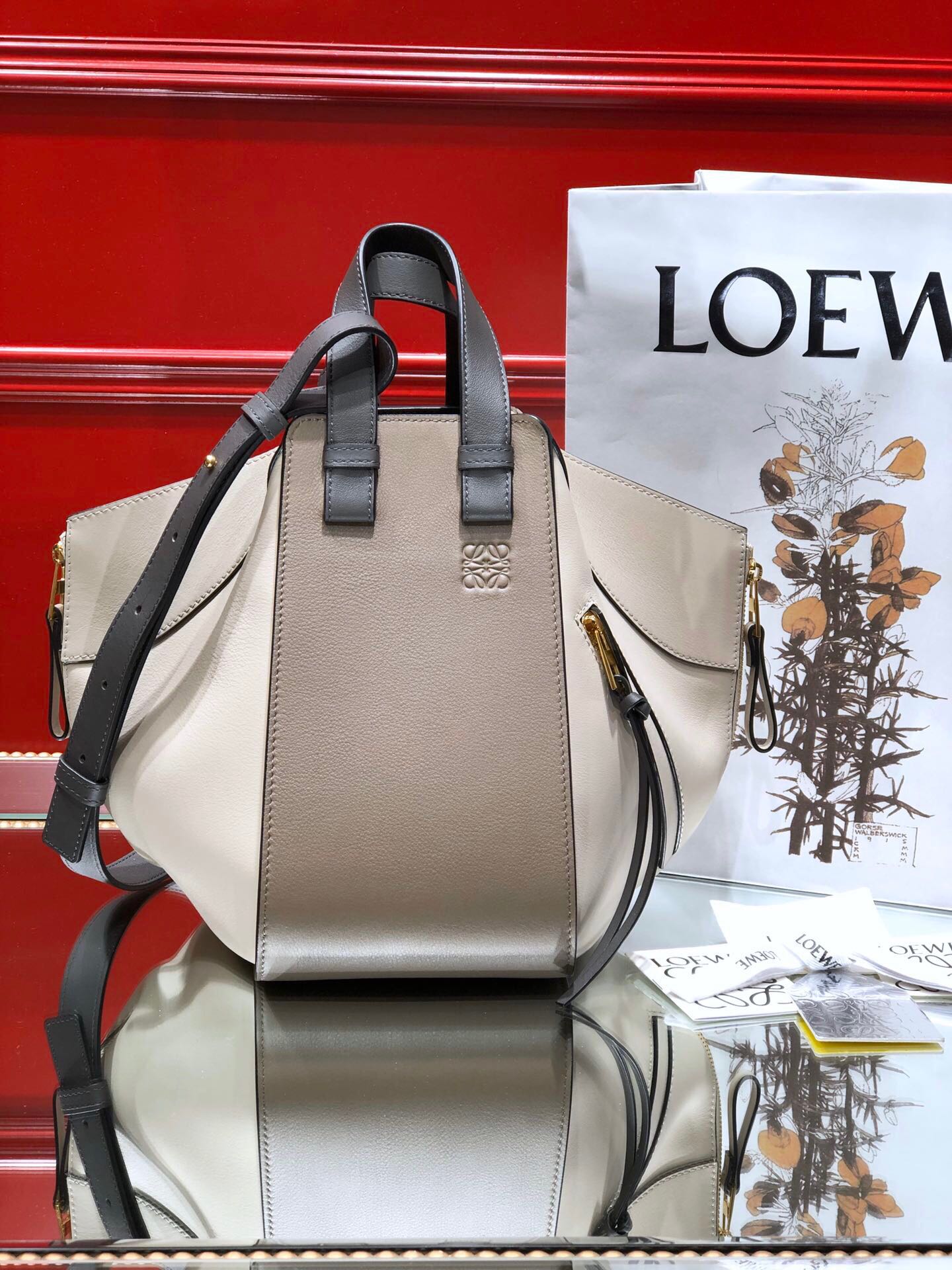 L0ew* Small Hammock Bag Blue/Pink/Beige/White/Brown/Burgundy/Grey For Women 11.8in / 30cm