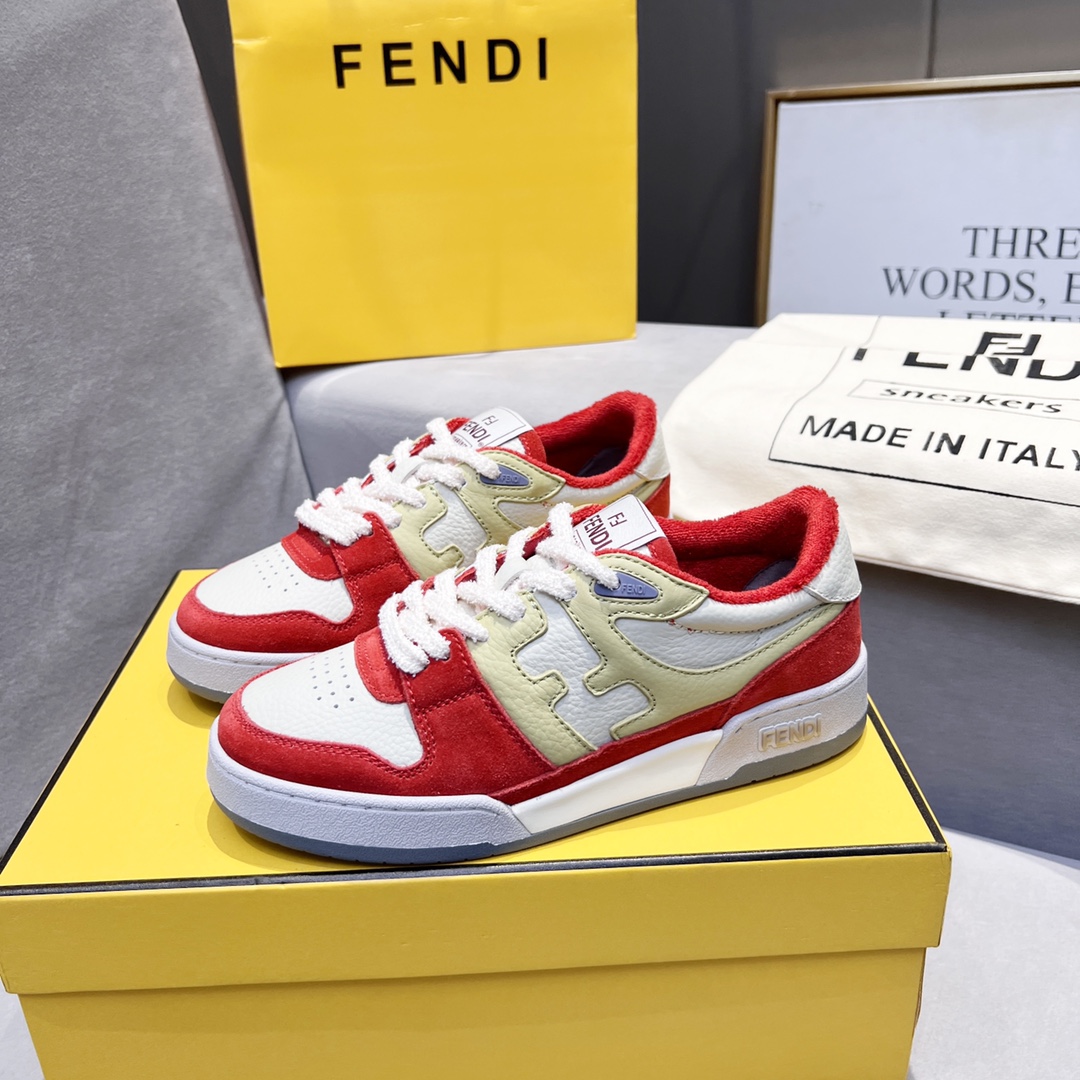 F**di FD Match Low Tops Sneakers Red For Men 7E1493AI1NF1H1D