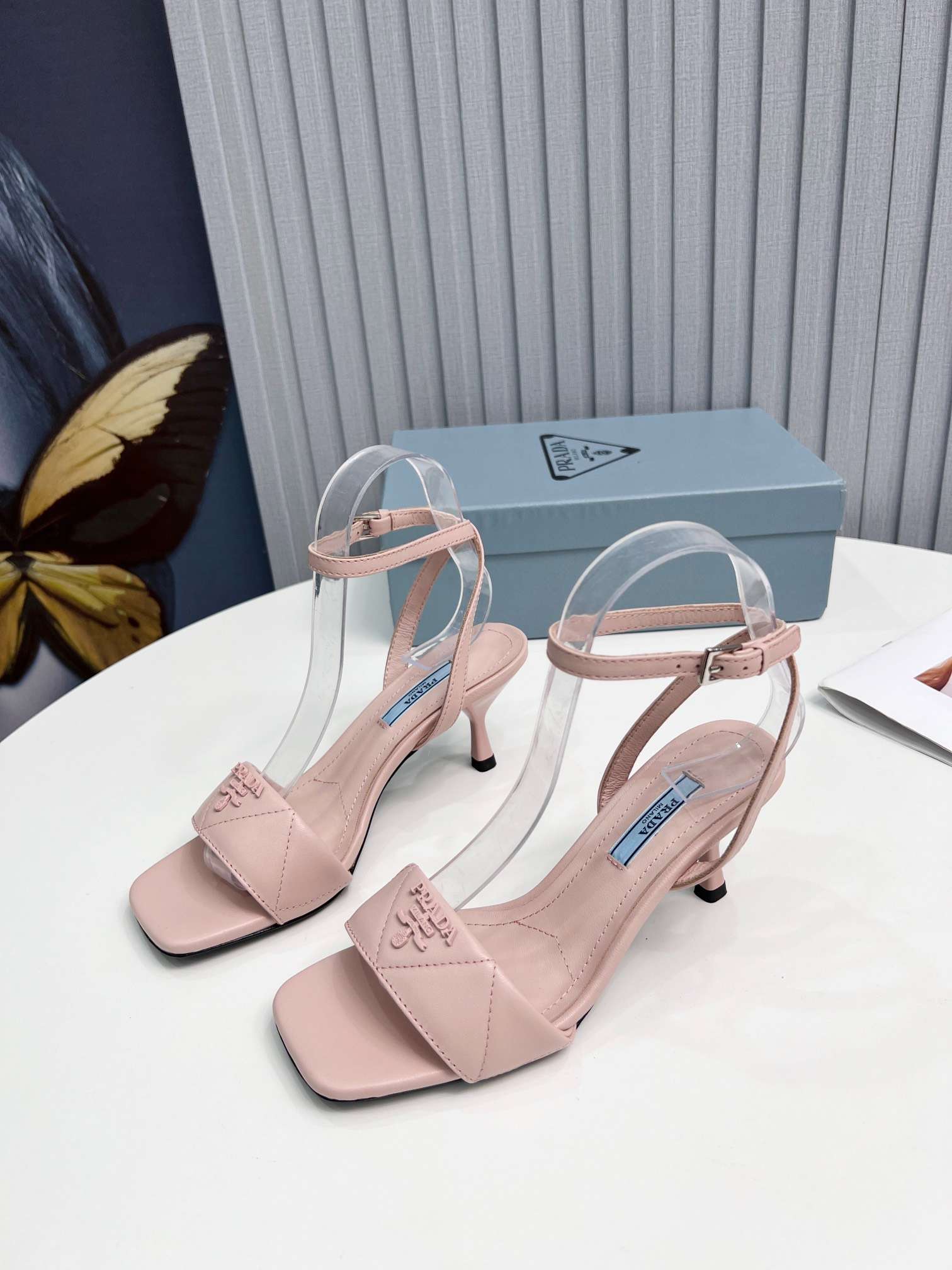 Pra*a Buckle Square Nose Pumps Light Pink For Women