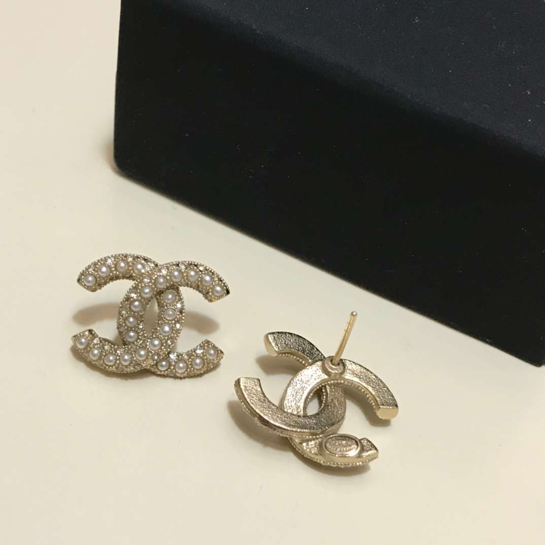 Ch**el Pearl Earrings Gold For Women