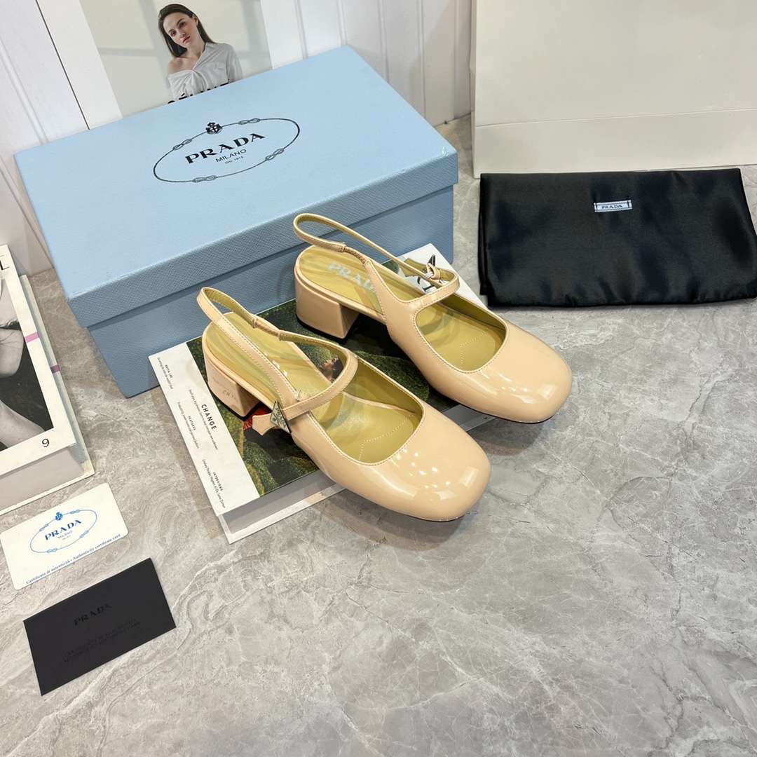 Pra*a Slingback Exull Pumps Cream For Women