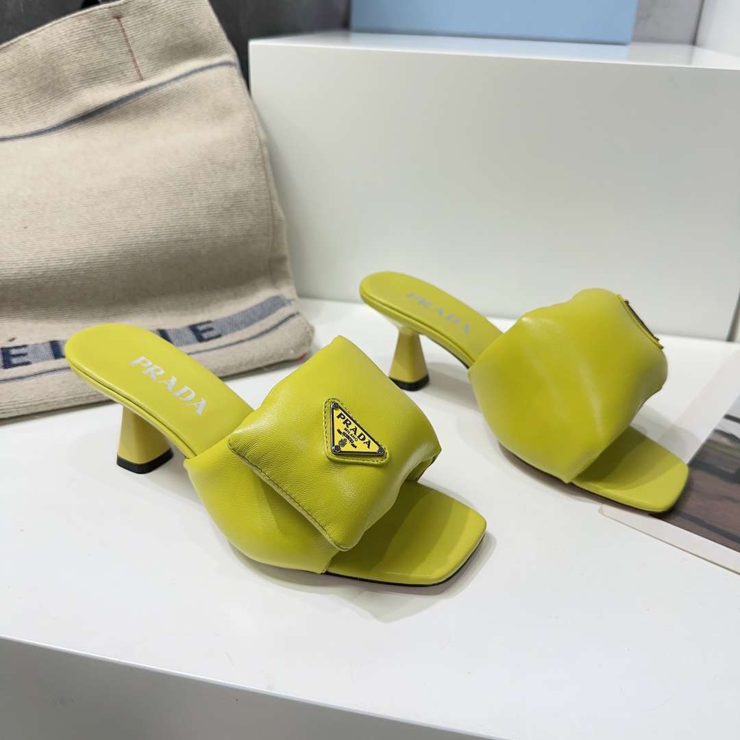 Pra*a Soft Padded Nappa Sandals Yellow For Women