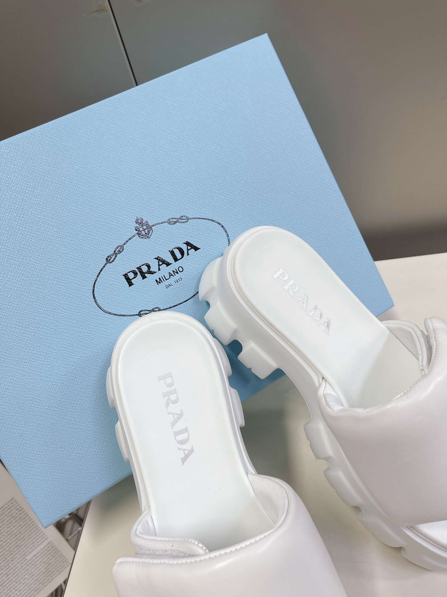 Pra*a Soft Padded Slides White For Women