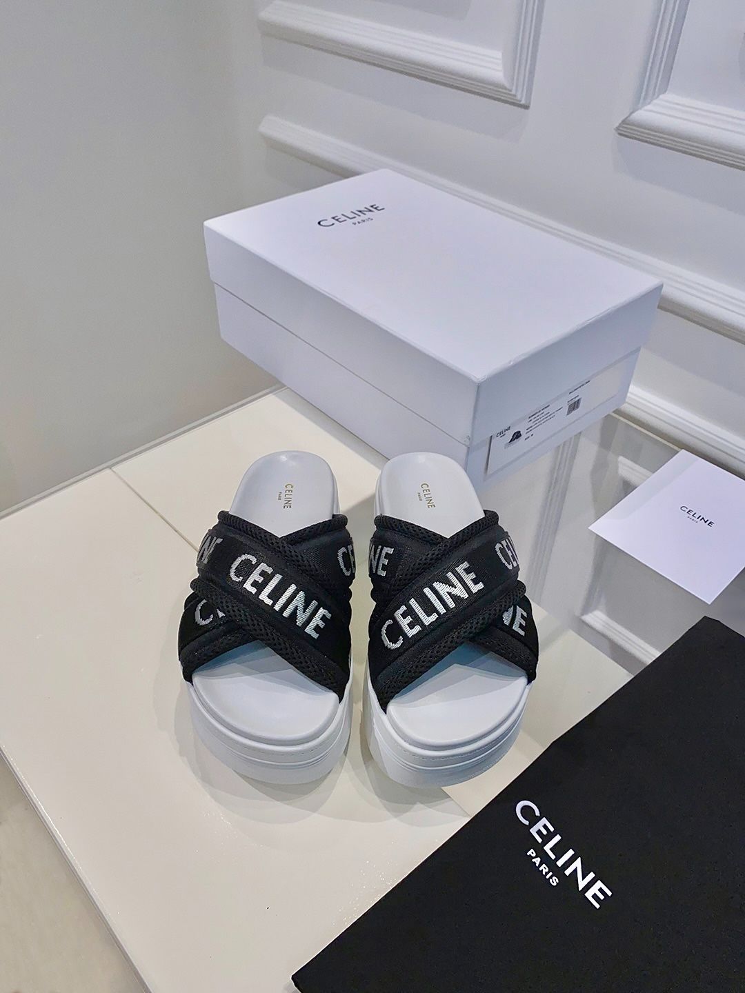 Ce1i*e Block Slide In Mesh And Textile With Ce1i*e Jacquard White For Women