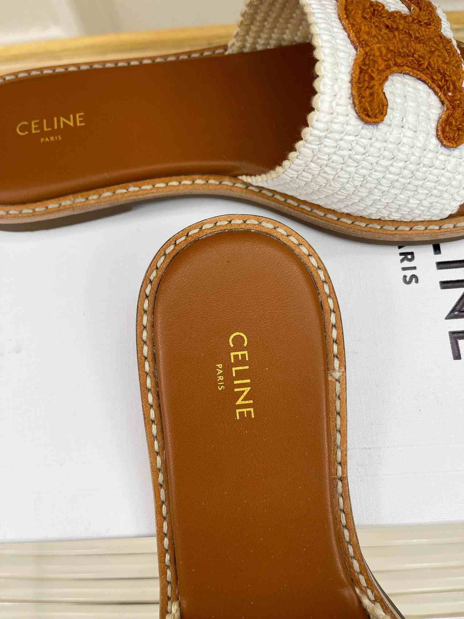 Ce1i*e Lympia Flat In Raffia White For Women