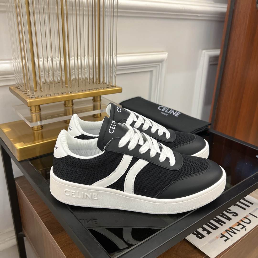 Ce1i*e Tennis Sneakers And Laminated Black And White For Women