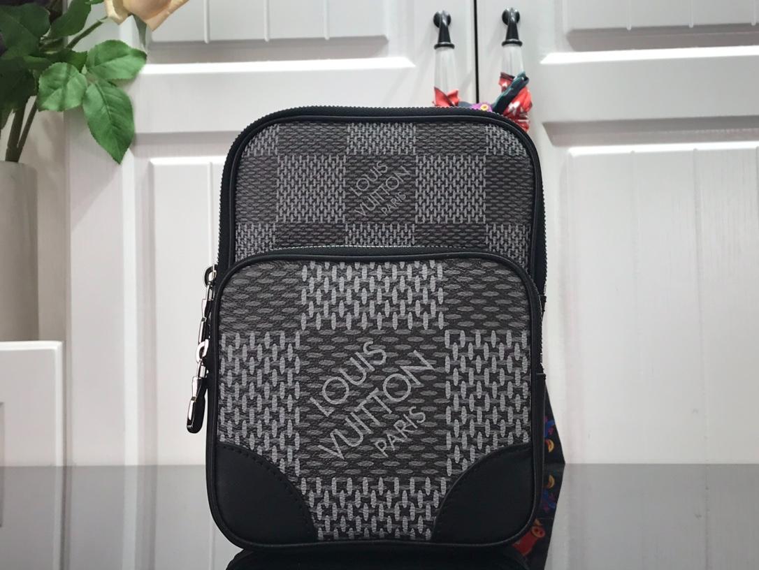 L0vis Vvtt0n Damier Graphite 3D Amazon Sling Bag Grey 21 cm/ 8.3 in
