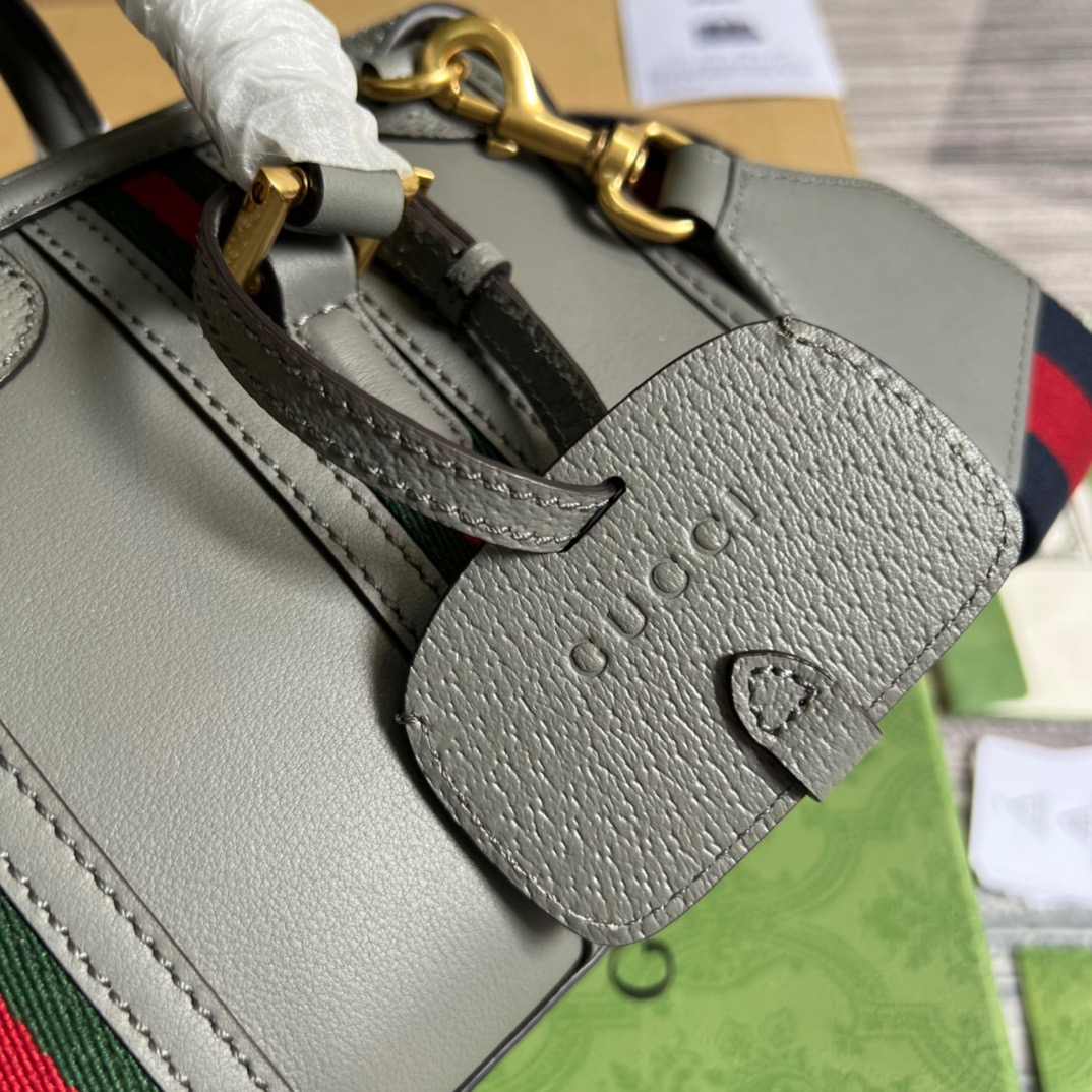 Gvc*1 Double G-Detailed Smooth Mini Handbag White/Grey/Brown For Men 8.6 in/ 22 cm