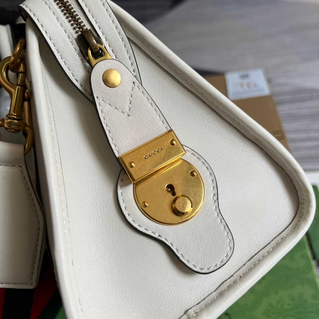 Gvc*1 Double G-Detailed Smooth Small Handbag White/Grey/Brown For Men 10.6 in/ 27 cm