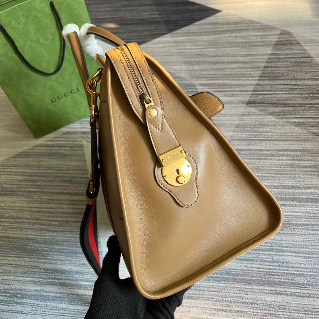 Gvc*1 Double G-Detailed Smooth Large Handbag Grey/Brown/White For Men 15.7 in/ 40 cm 