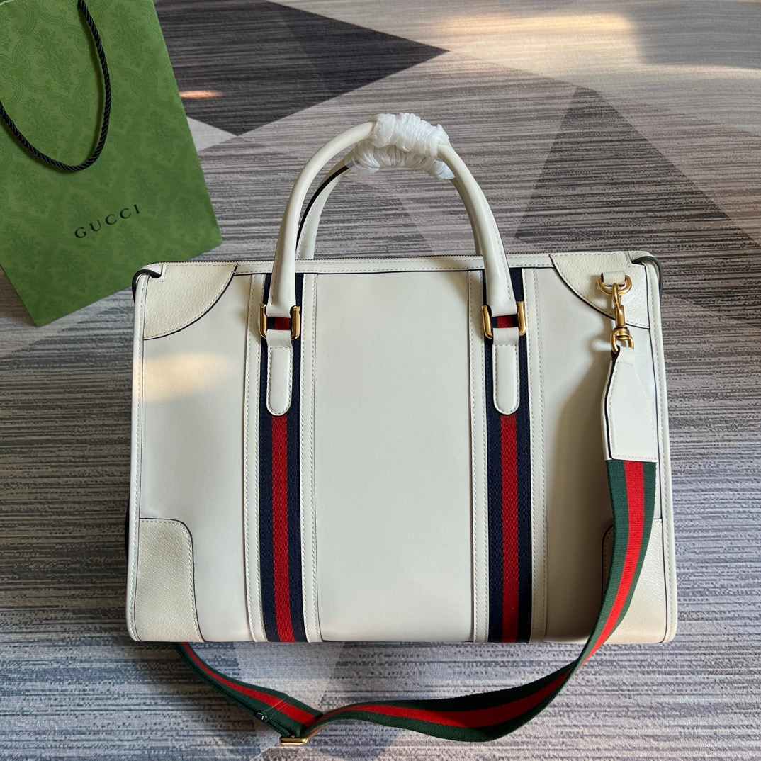 Gvc*1 Double G-Detailed Smooth Large Handbag Grey/Brown/White For Men 15.7 in/ 40 cm 