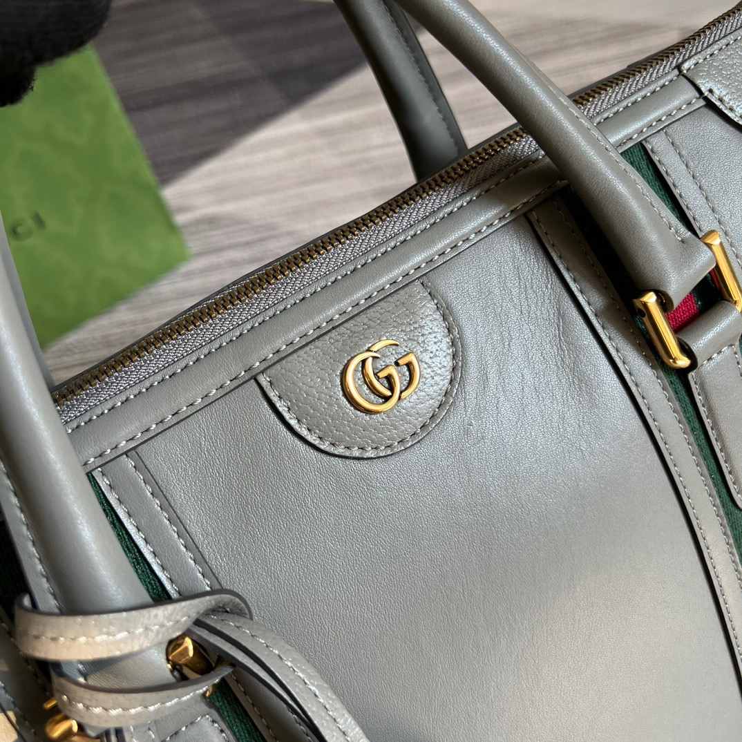 Gvc*1 Double G-Detailed Smooth Large Handbag Grey/Brown/White For Men 15.7 in/ 40 cm 