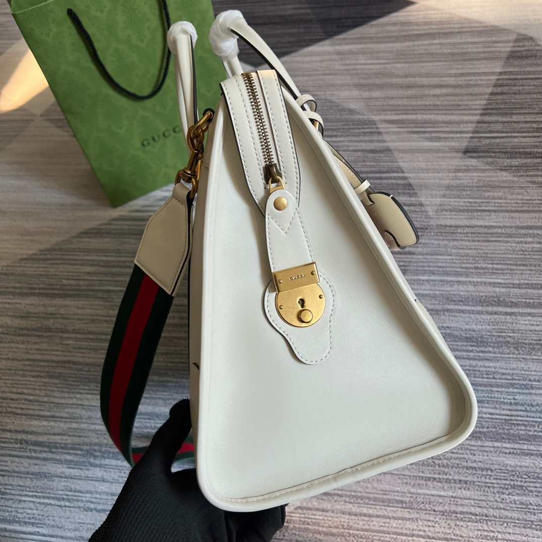 Gvc*1 Double G-Detailed Smooth Large Handbag Grey/Brown/White For Men 15.7 in/ 40 cm 