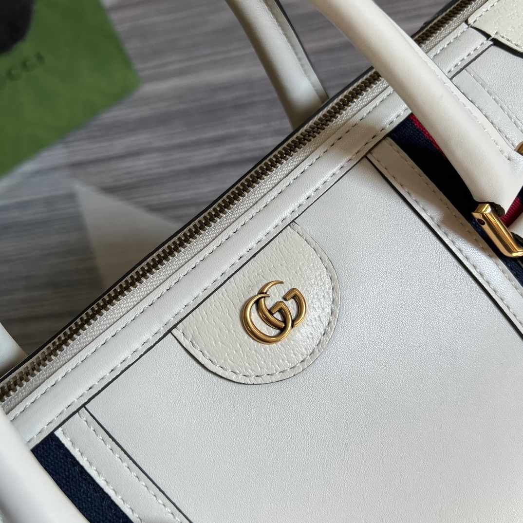 Gvc*1 Double G-Detailed Smooth Large Handbag Grey/Brown/White For Men 15.7 in/ 40 cm 
