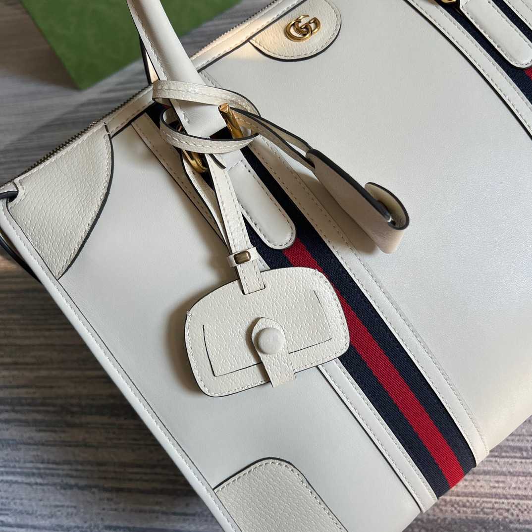 Gvc*1 Double G-Detailed Smooth Large Handbag Grey/Brown/White For Men 15.7 in/ 40 cm 