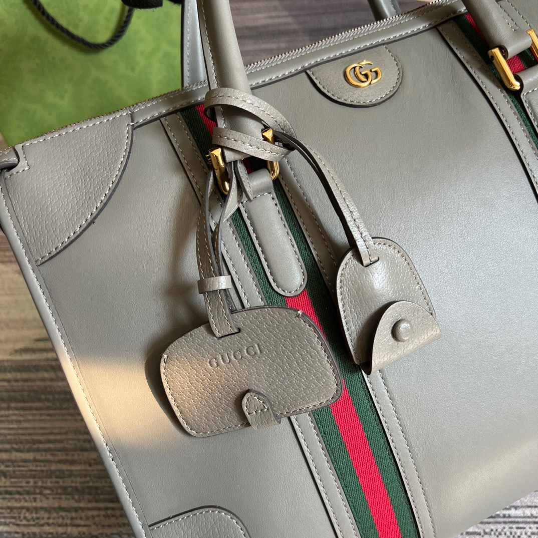 Gvc*1 Double G-Detailed Smooth Large Handbag Grey/Brown/White For Men 15.7 in/ 40 cm 