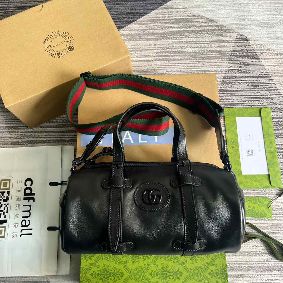 Gvc*1 Small Duffle Bag With Tonal Double G Black/Green Khaki/Grey 11.2 in/28.5cm 725701 AABDE 1060