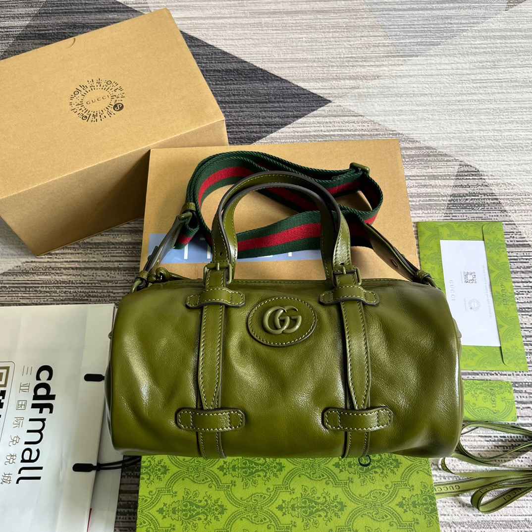 Gvc*1 Small Duffle Bag With Tonal Double G Black/Green Khaki/Grey 11.2 in/28.5cm 725701 AABDE 1060