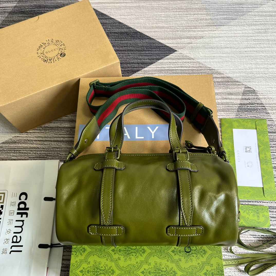 Gvc*1 Small Duffle Bag With Tonal Double G Black/Green Khaki/Grey 11.2 in/28.5cm 725701 AABDE 1060