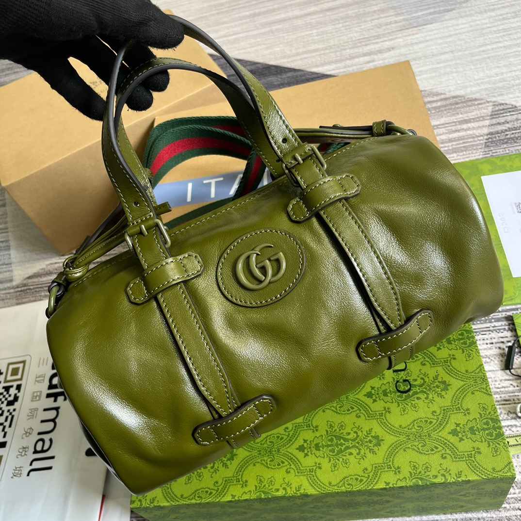 Gvc*1 Small Duffle Bag With Tonal Double G Black/Green Khaki/Grey 11.2 in/28.5cm 725701 AABDE 1060